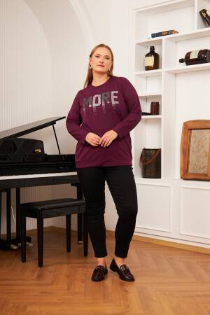 Claret Red Sweatshirt With Letter Print