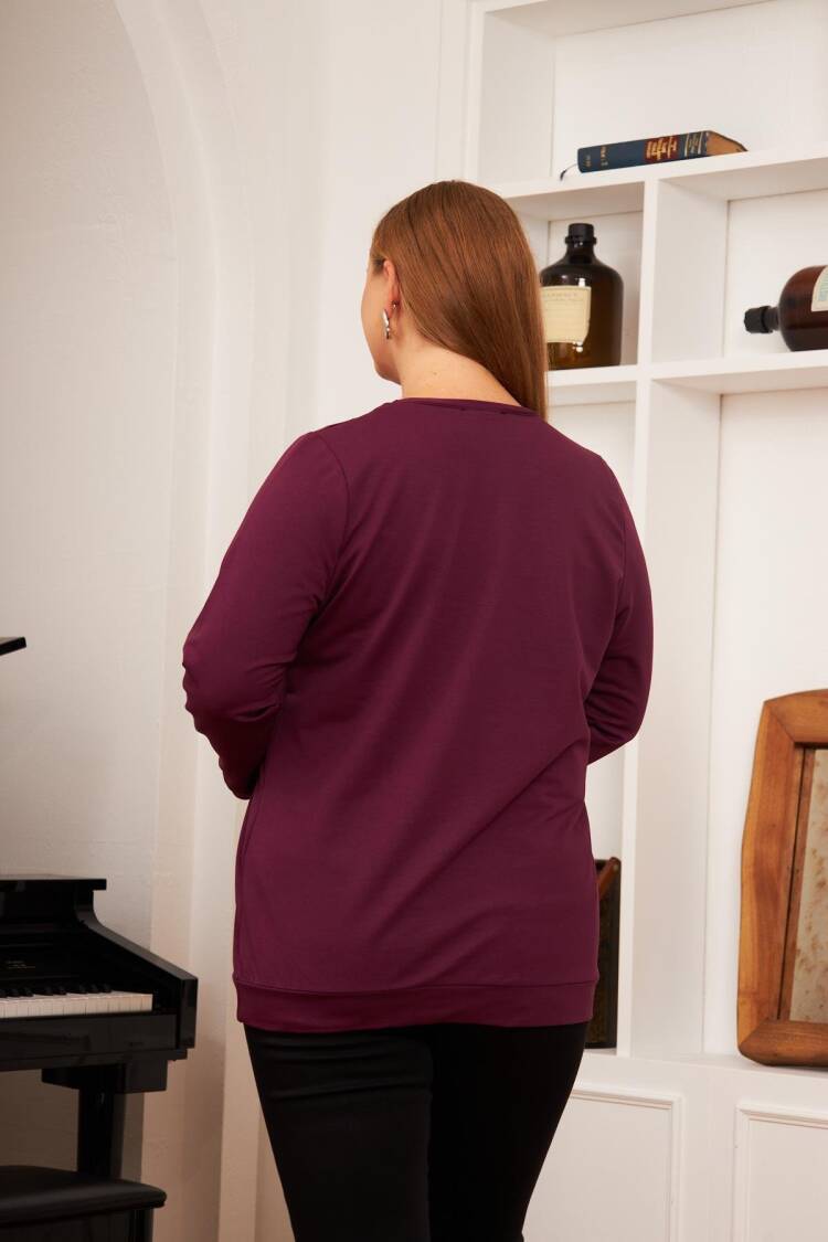 Claret Red Sweatshirt With Letter Print