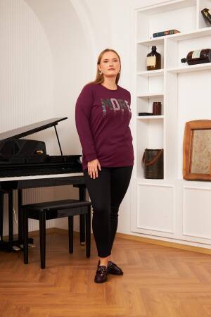Claret Red Sweatshirt With Letter Print