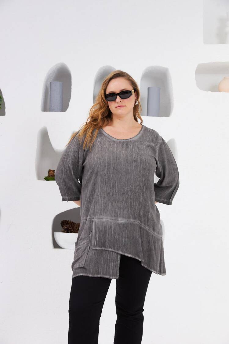 Grey Plus Size Elegant Blouse