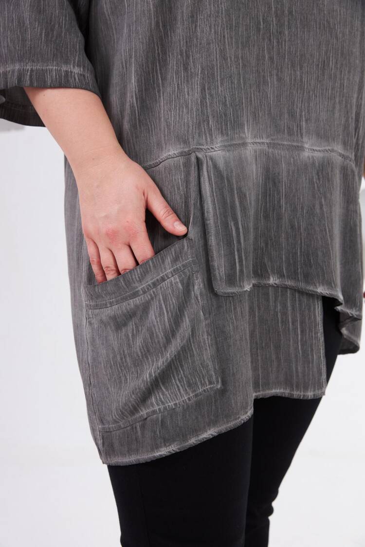 Grey Plus Size Elegant Blouse