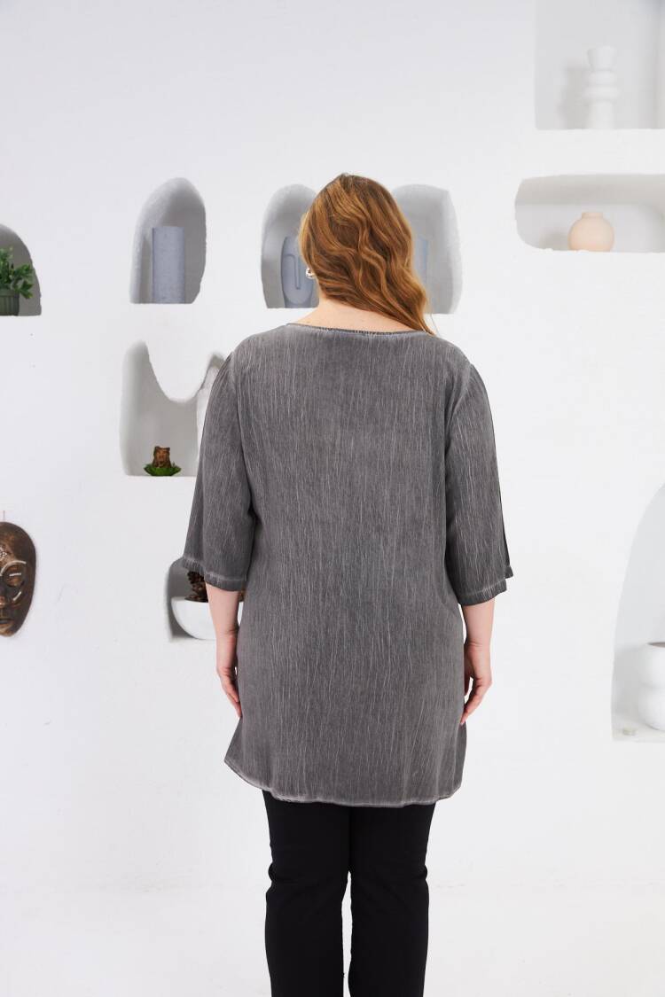 Grey Plus Size Elegant Blouse