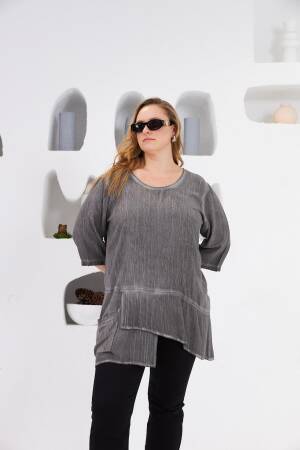 Grey Plus Size Elegant Blouse