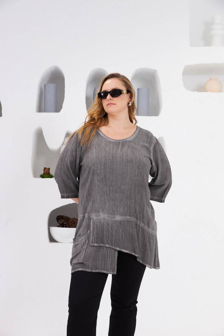 Grey Plus Size Elegant Blouse