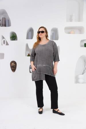 Grey Plus Size Elegant Blouse