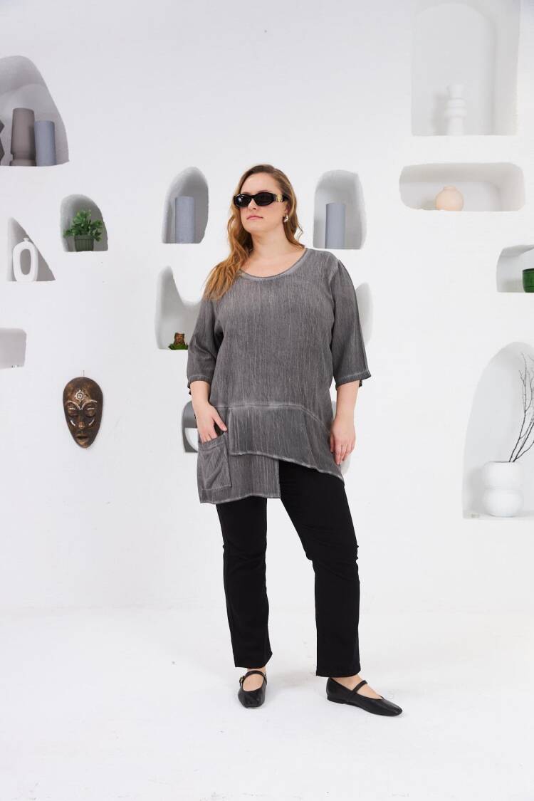 Grey Plus Size Elegant Blouse