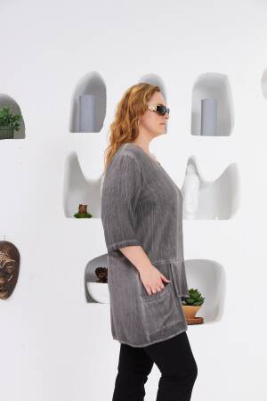 Grey Plus Size Elegant Blouse