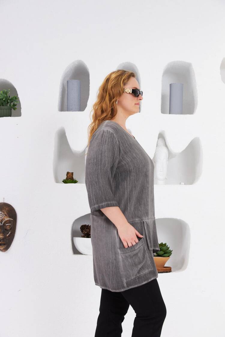 Grey Plus Size Elegant Blouse