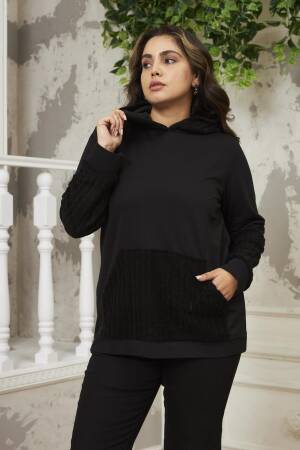 Black Plus Size Casual Sweatshirt