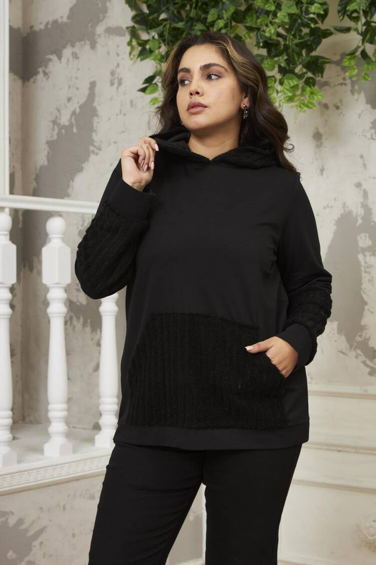 Black Plus Size Casual Sweatshirt