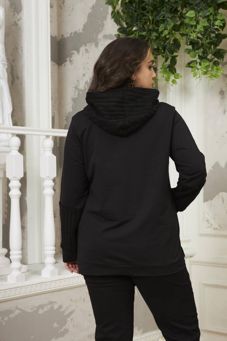Black Plus Size Casual Sweatshirt