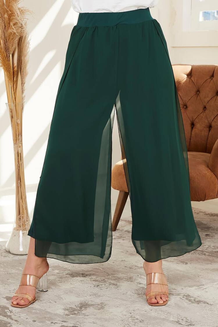 Green Elegant Casual Palazzo Pants
