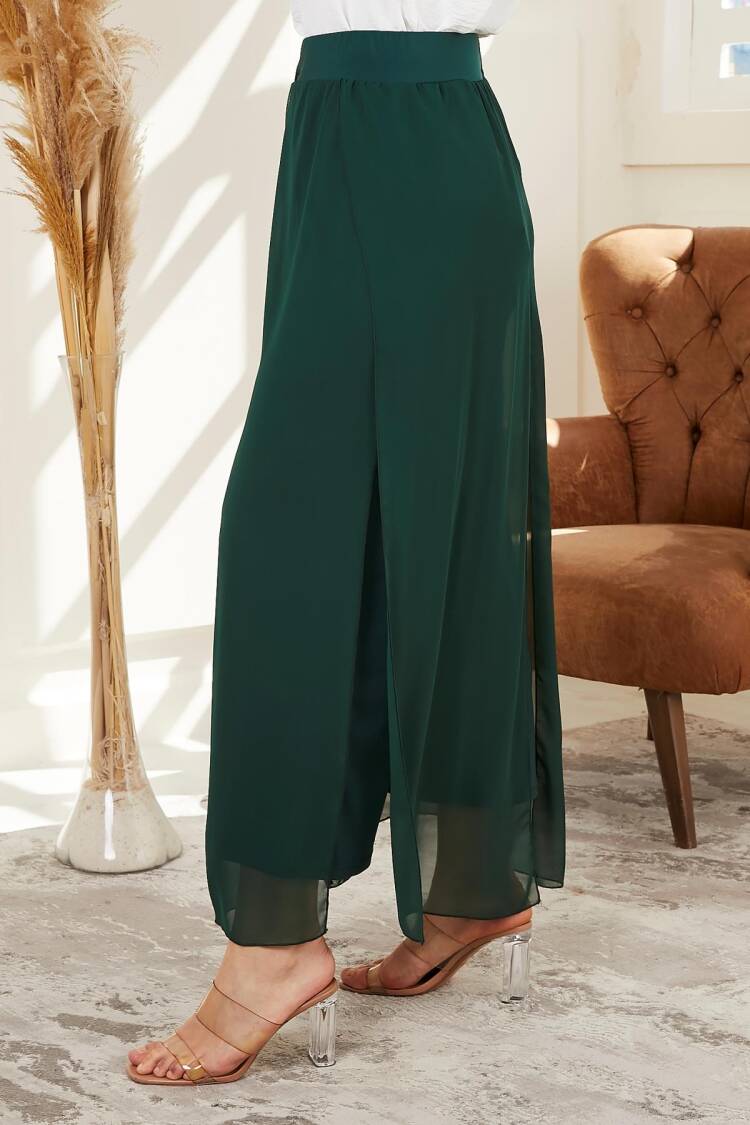 Green Elegant Casual Palazzo Pants