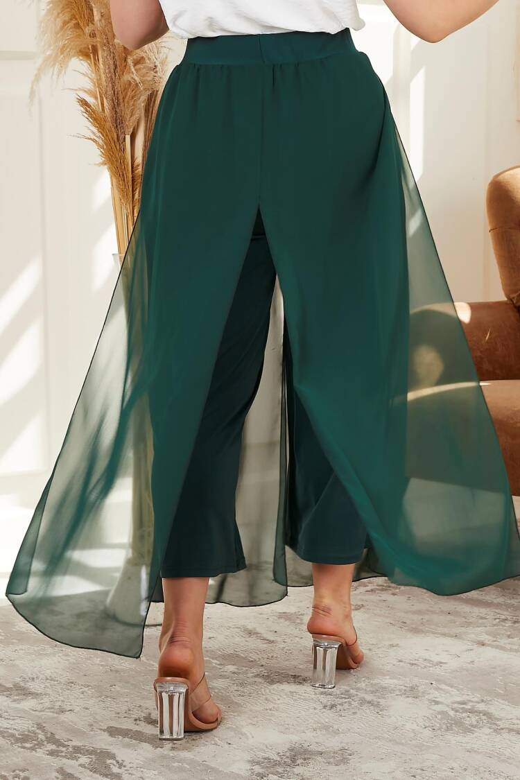 Green Elegant Casual Palazzo Pants