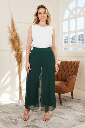 Green Elegant Casual Palazzo Pants