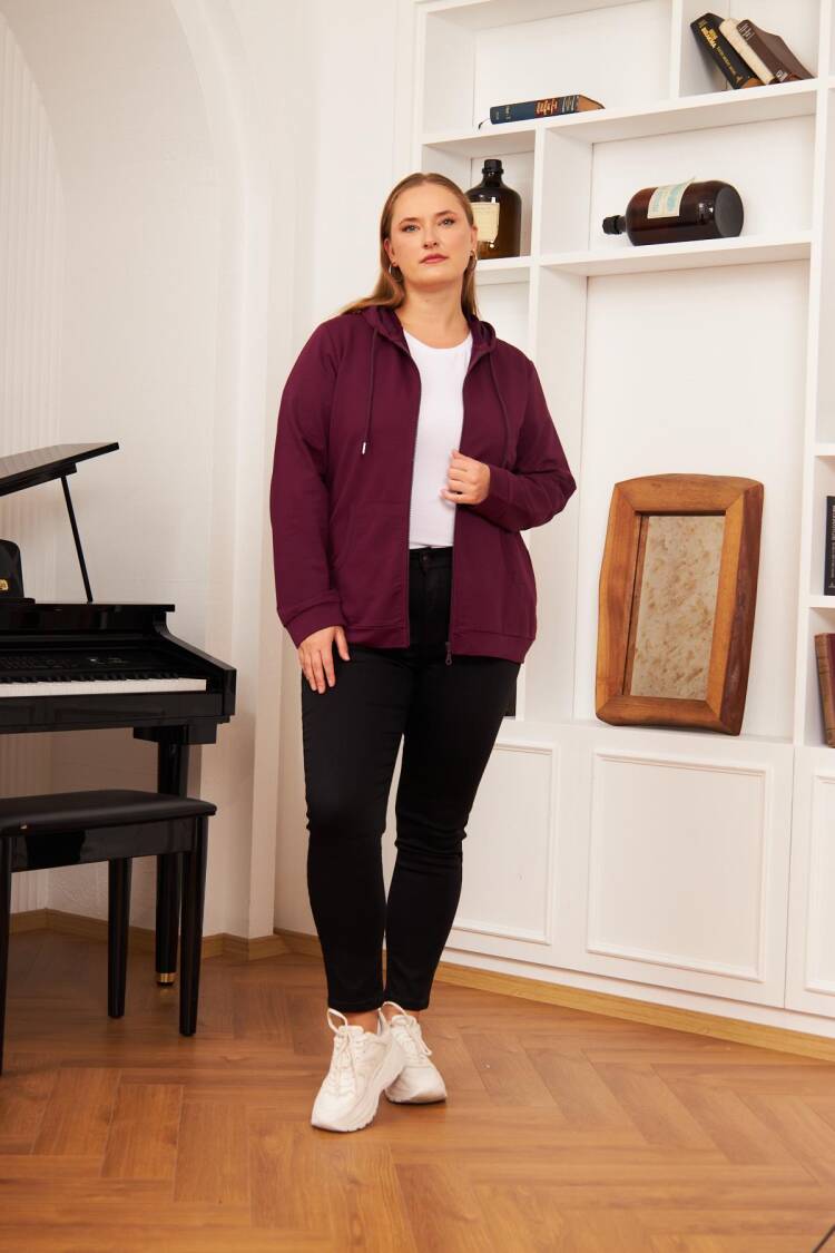 Claret Red Sweatshirt With Hooded Neck
