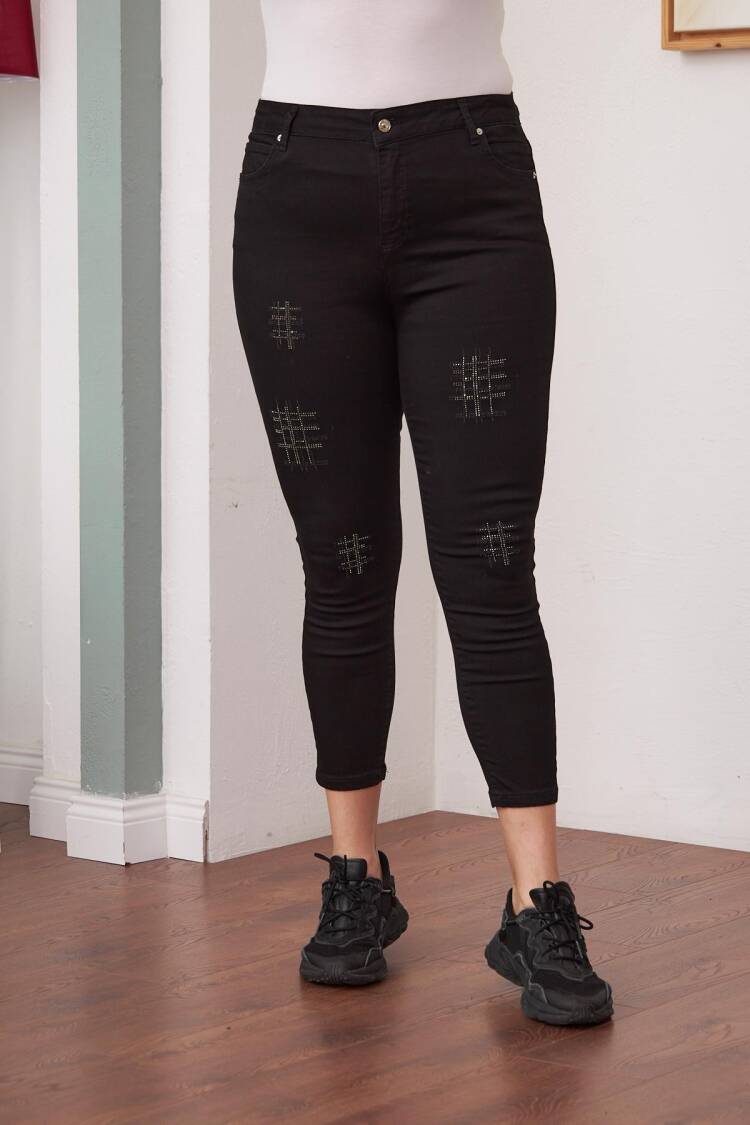 Checkered Skinny Leg Mom Jeans