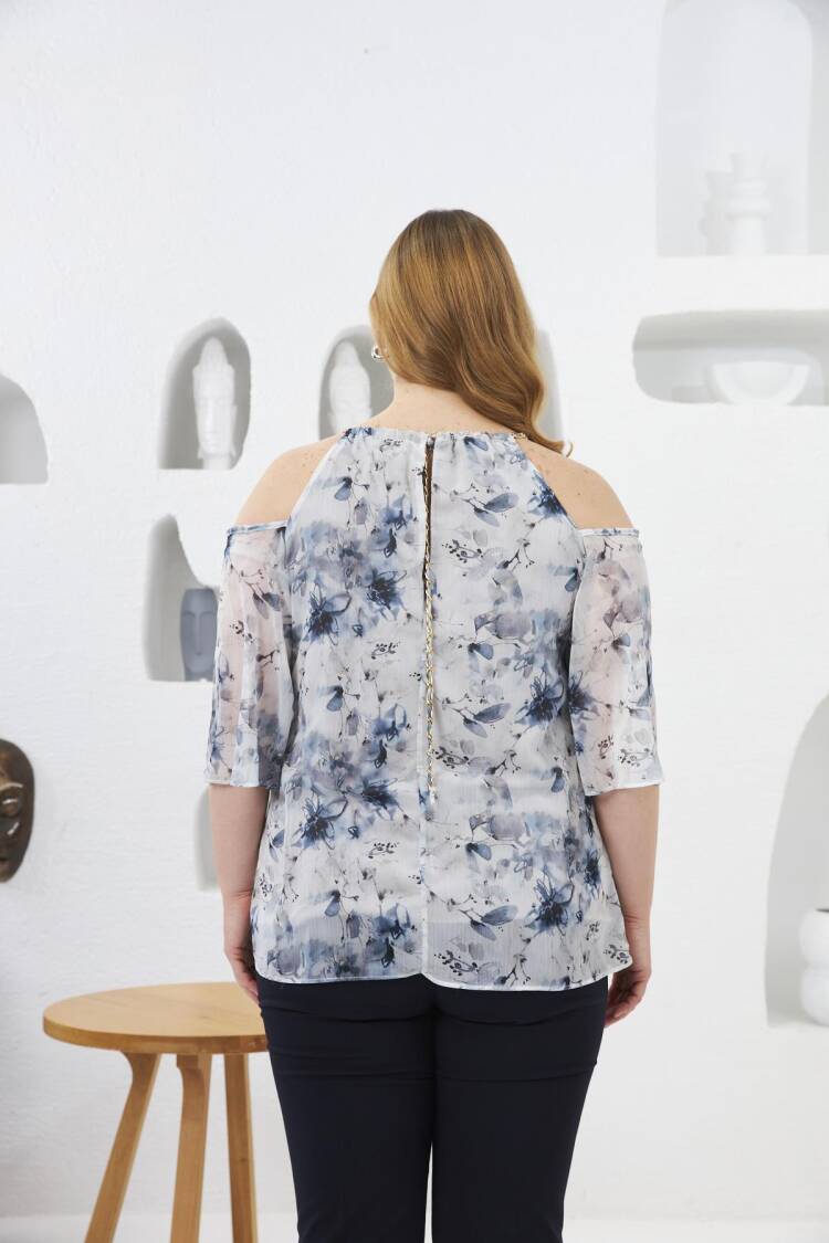 Blue Plus Size Elegant Blouse