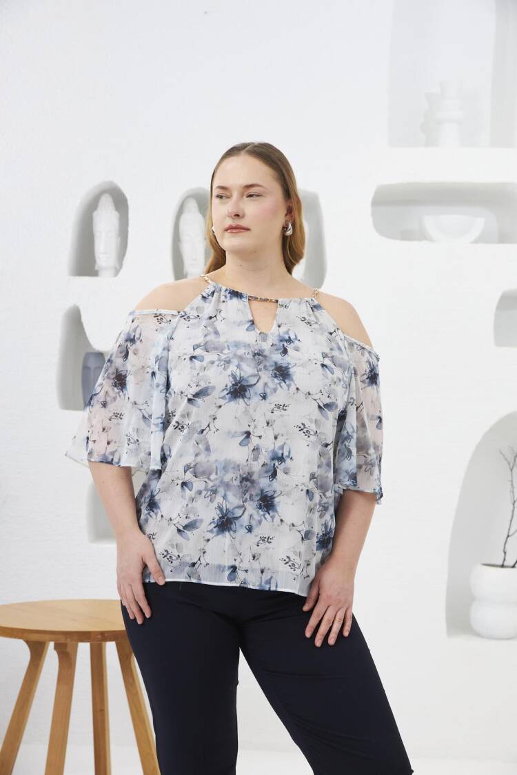 Blue Plus Size Elegant Blouse