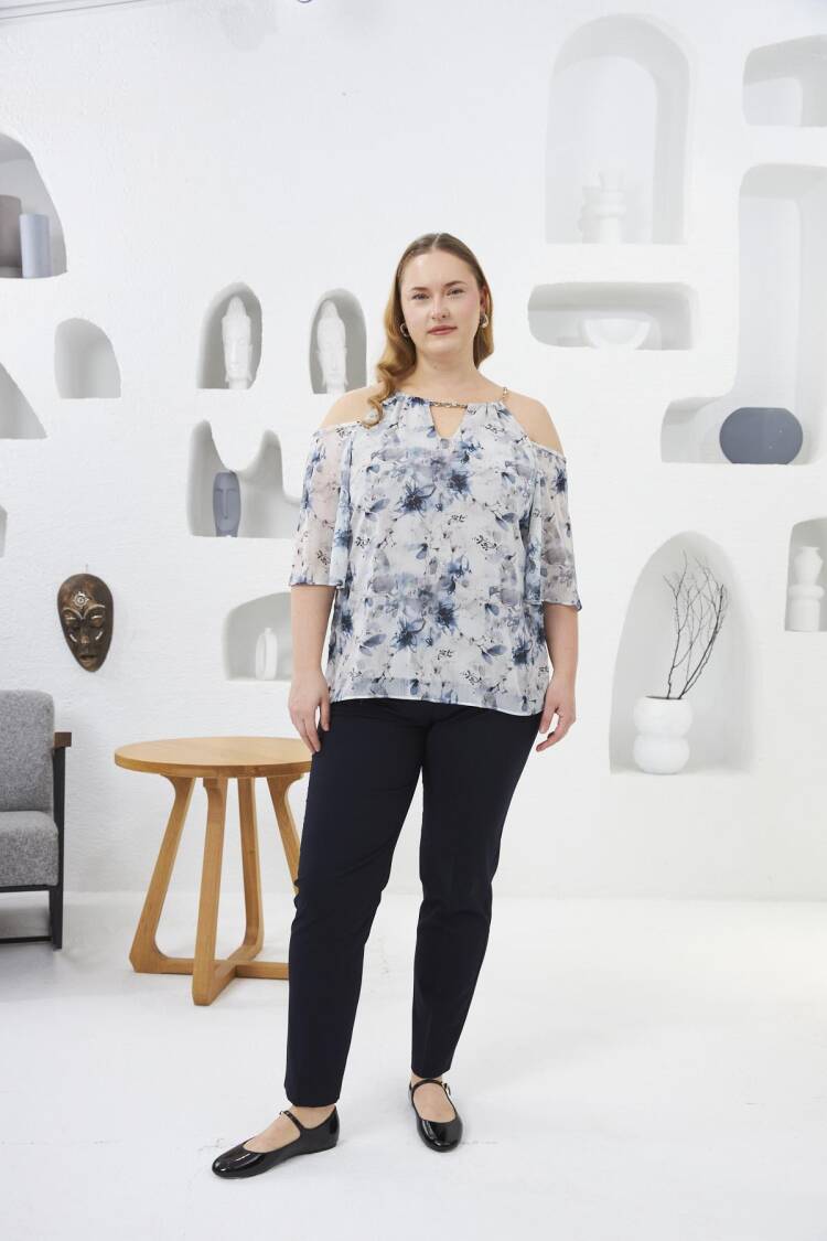 Blue Plus Size Elegant Blouse