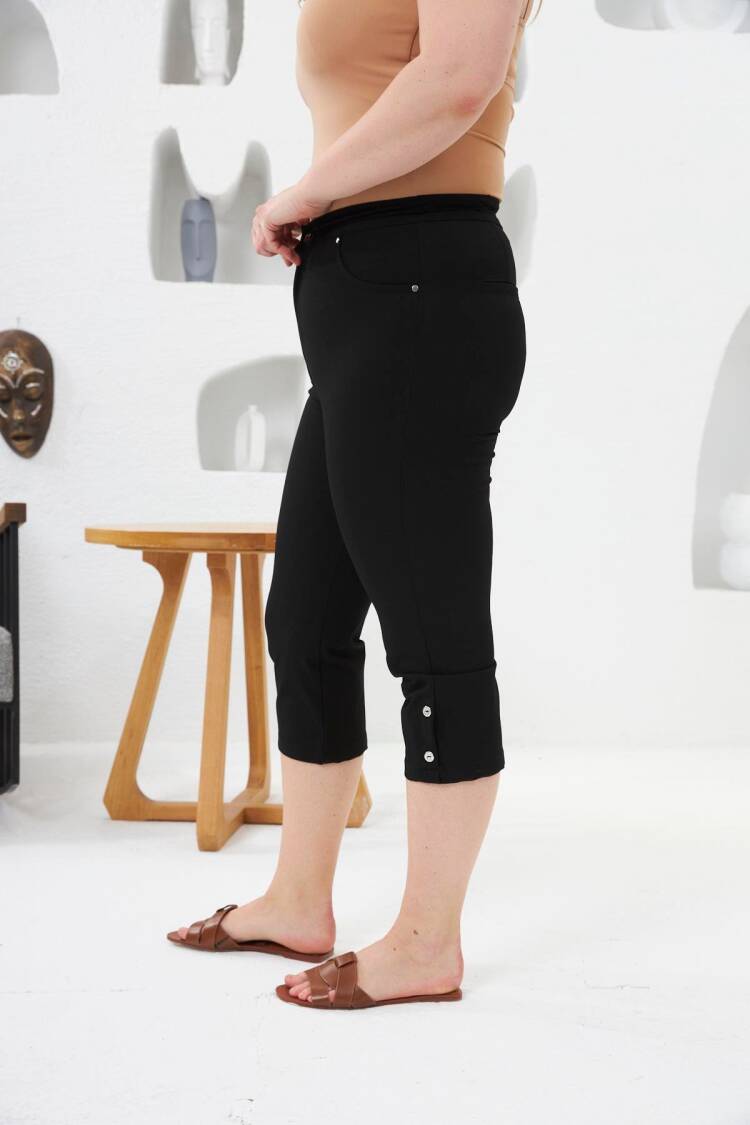 Black Casual Plus Size Tregging Pants