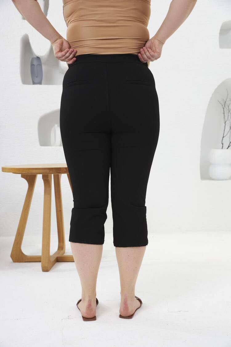 Black Casual Plus Size Tregging Pants