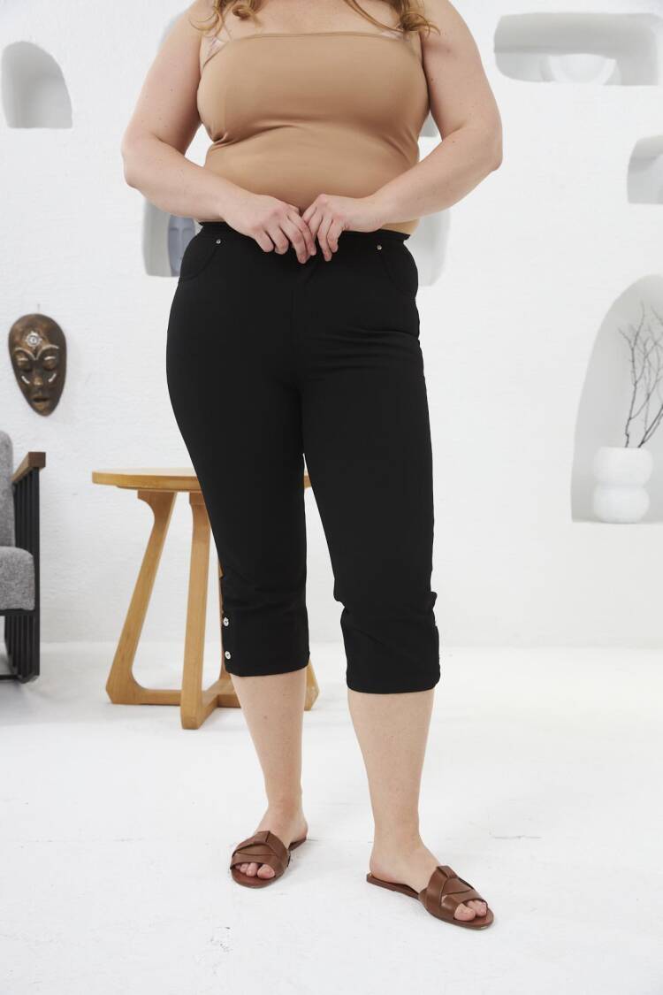 Black Casual Plus Size Tregging Pants