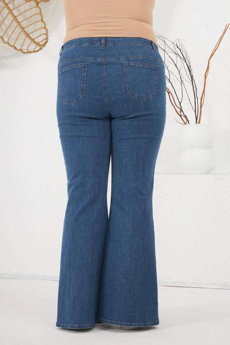 Mom Jeans With Flare Leg And Sequined Detail