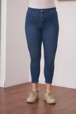 Blue Plus Size Casual Mom Jeans