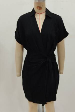 Wrap Mini Dress With Notched Neck
