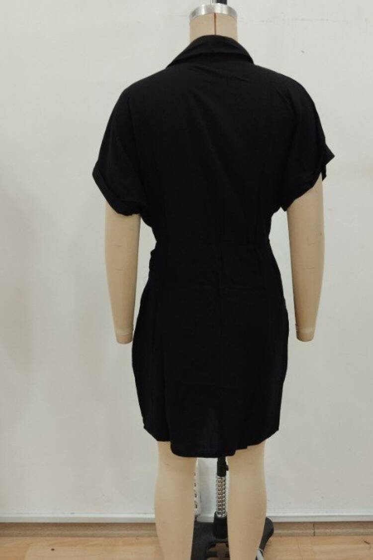 Wrap Mini Dress With Notched Neck