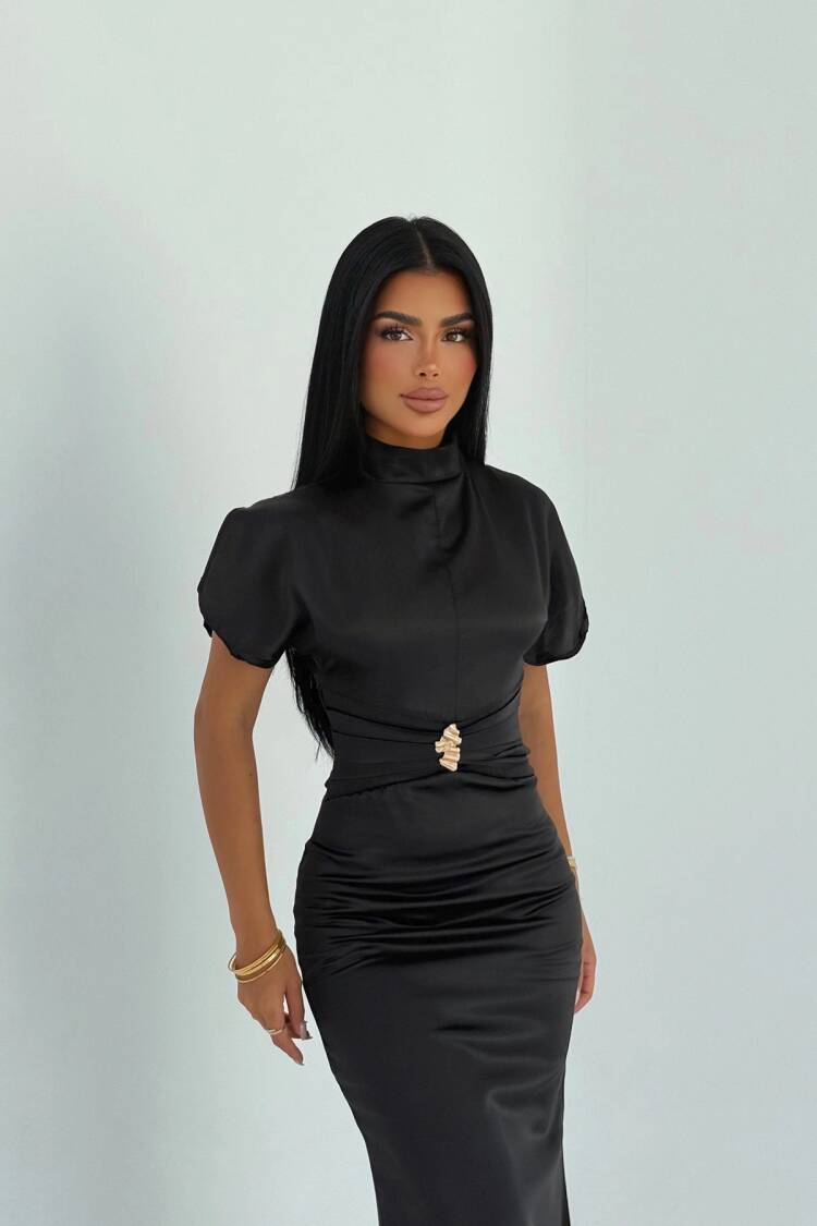 ElegantSheath Dress With Puff Short Sleeves