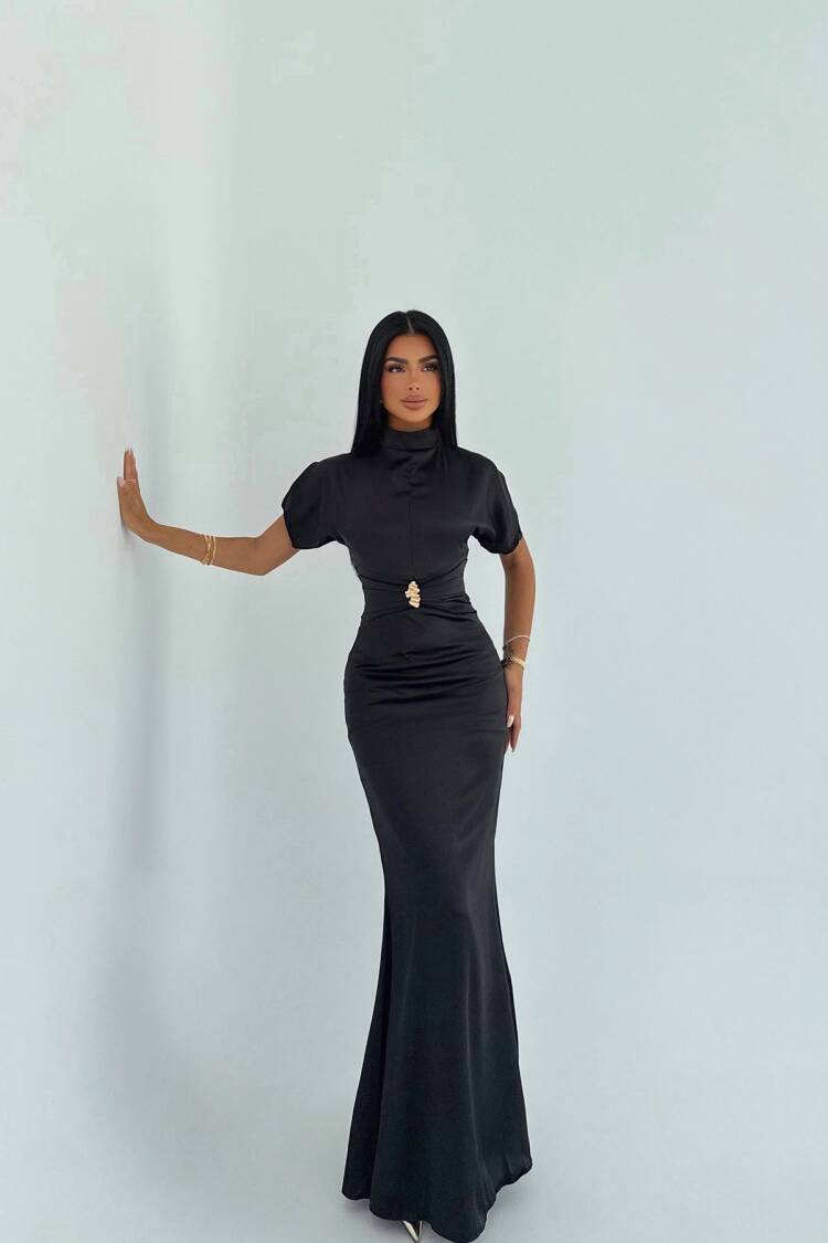 ElegantSheath Dress With Puff Short Sleeves