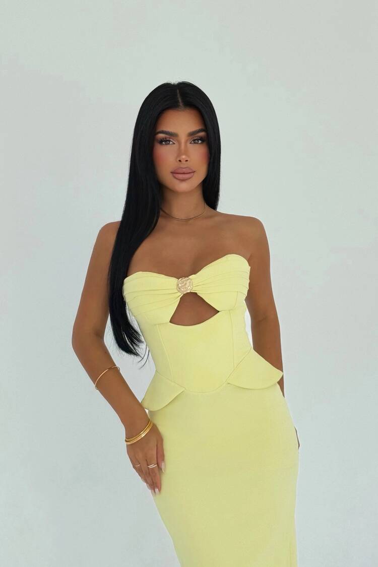 Strapless Bodycon Dress With Cap Sleeves