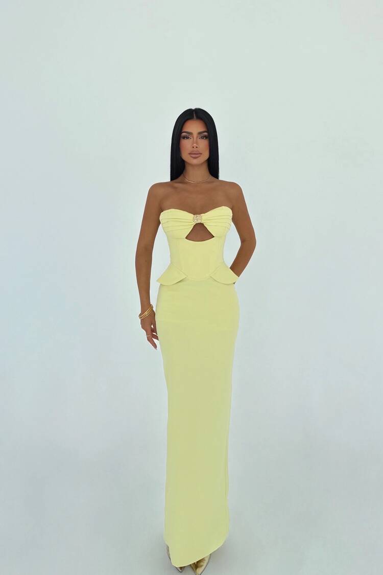 Strapless Bodycon Dress With Cap Sleeves