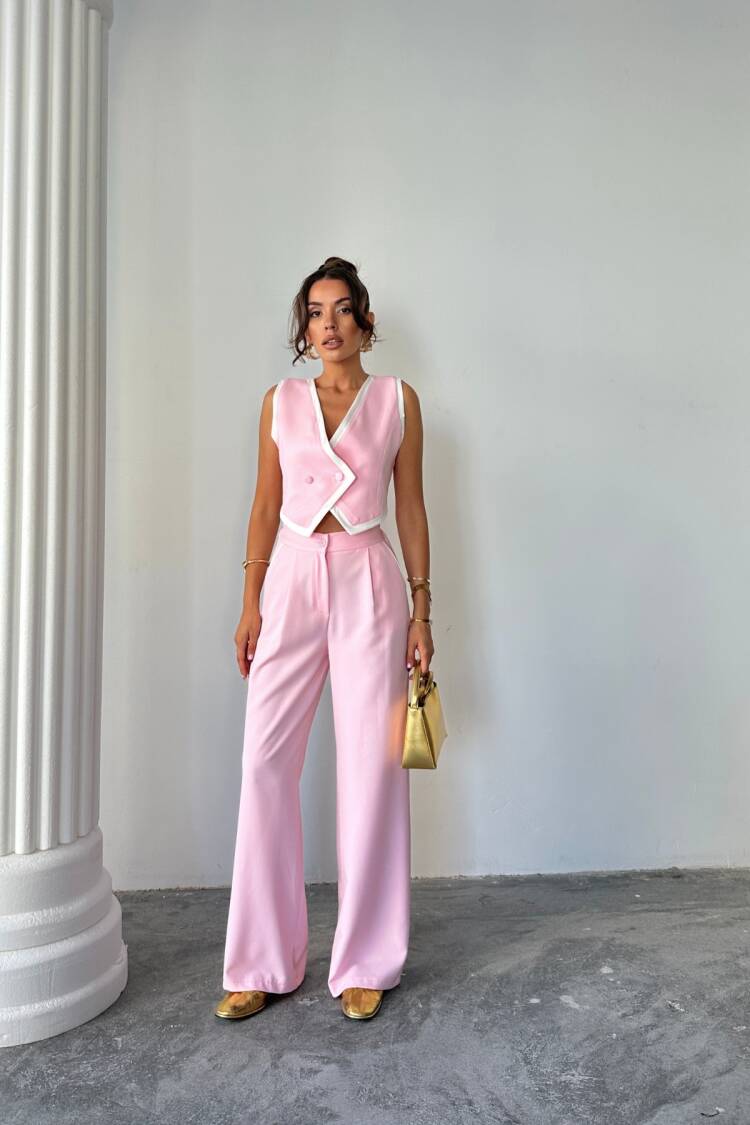 Crop Vest Asymmetric Joint - Trousers Set