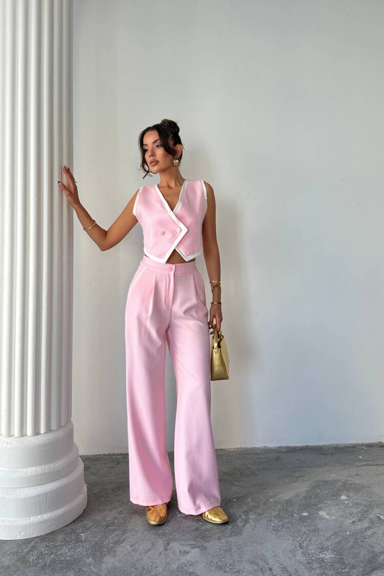 Crop Vest Asymmetric Joint - Trousers Set