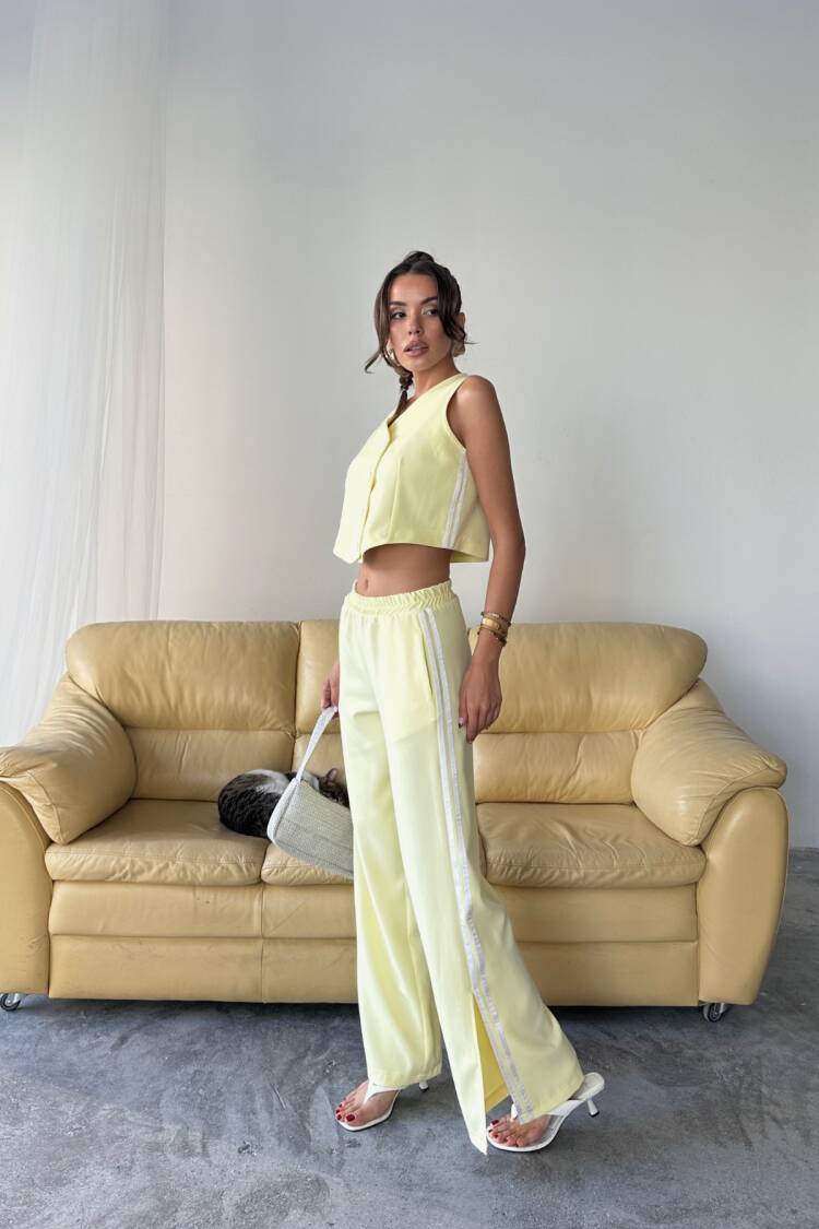 Palazzo Pants With Wide Leg And Slant Pockets