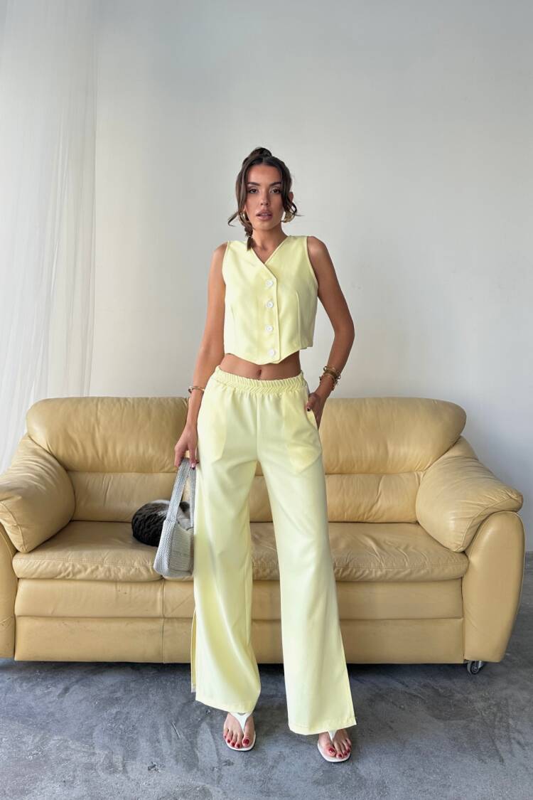 Palazzo Pants With Wide Leg And Slant Pockets