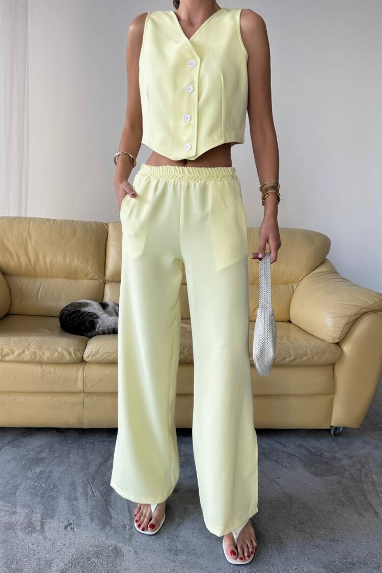 Palazzo Pants With Wide Leg And Slant Pockets