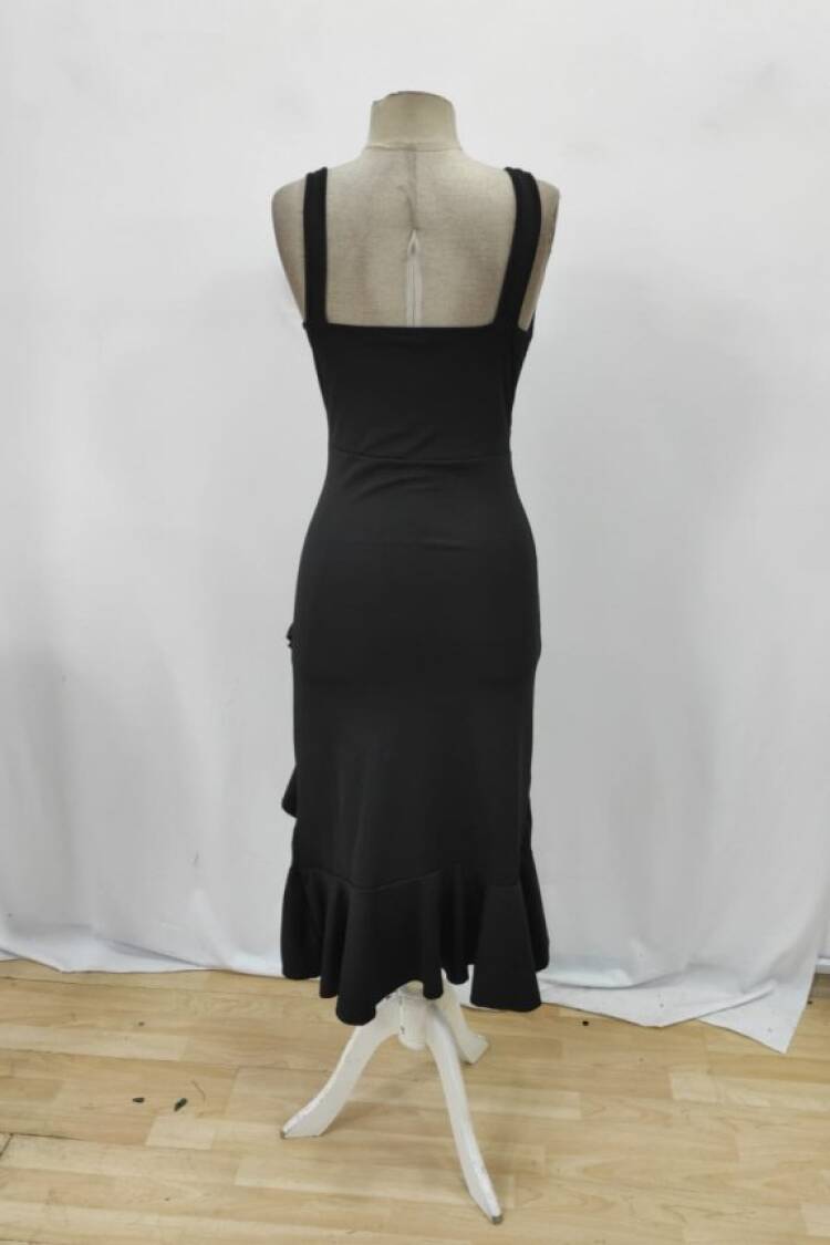 Black Elegant Bodycon Midi Dress