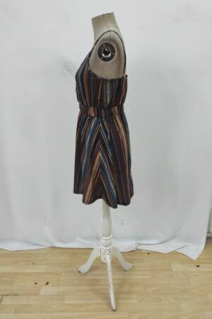 Brown Striped Sleeveless Slip Dress