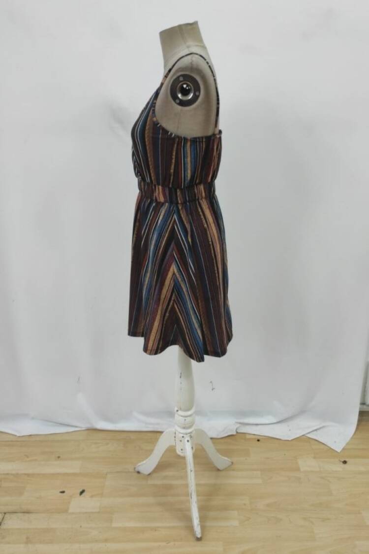 Brown Striped Sleeveless Slip Dress