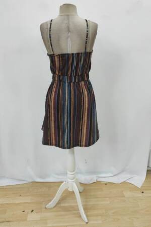 Brown Striped Sleeveless Slip Dress