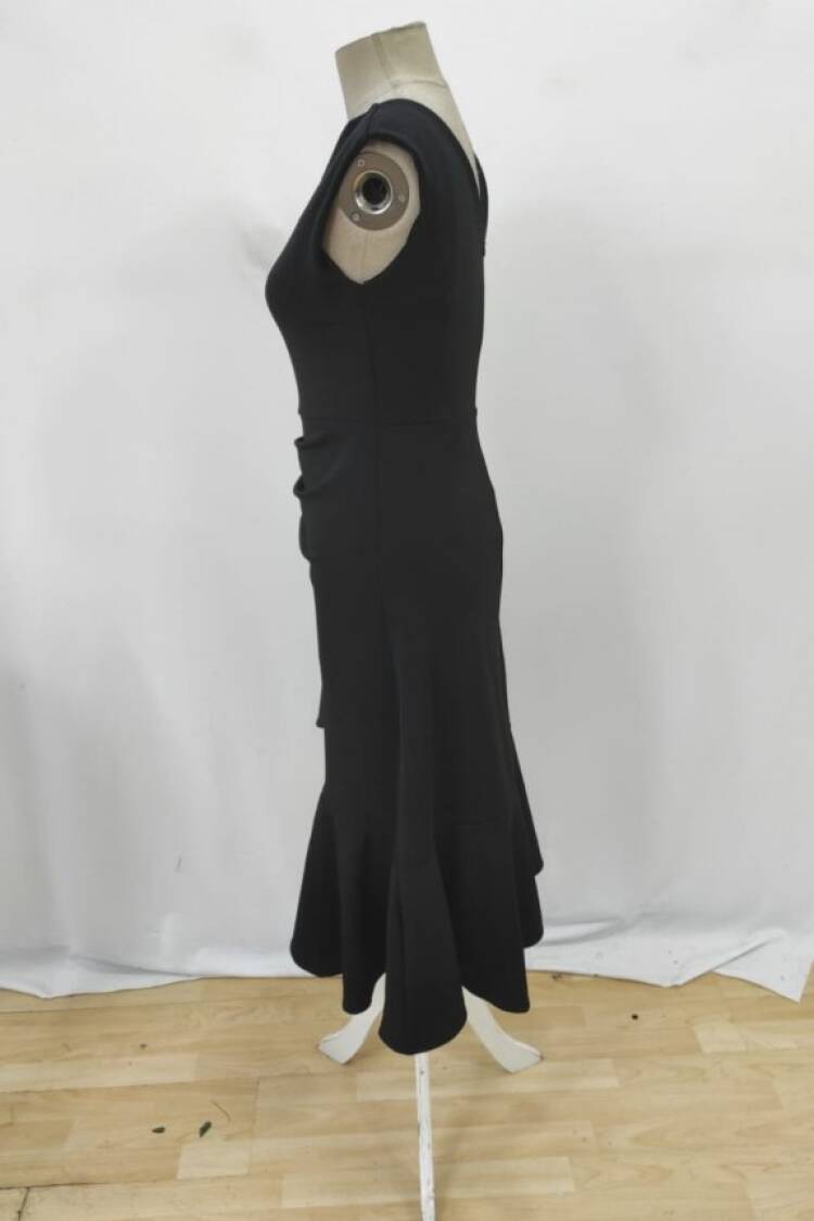 Elegant Black Fit And Flare Dress With Boat Neck
