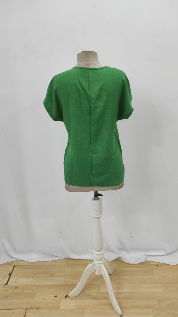 Casual Boho Blouse With V-Neck & Cap Sleeves