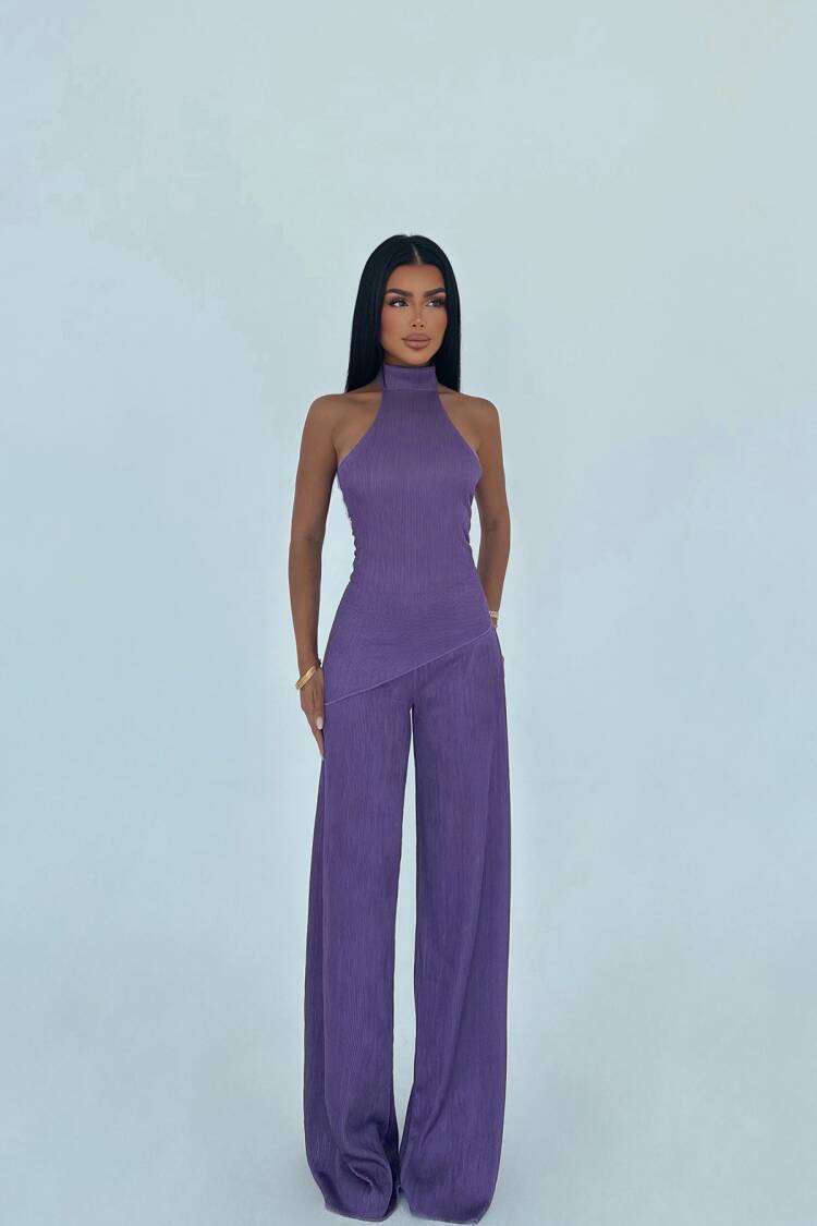 Elegant Fitted Sleeveless Palazzo Suit