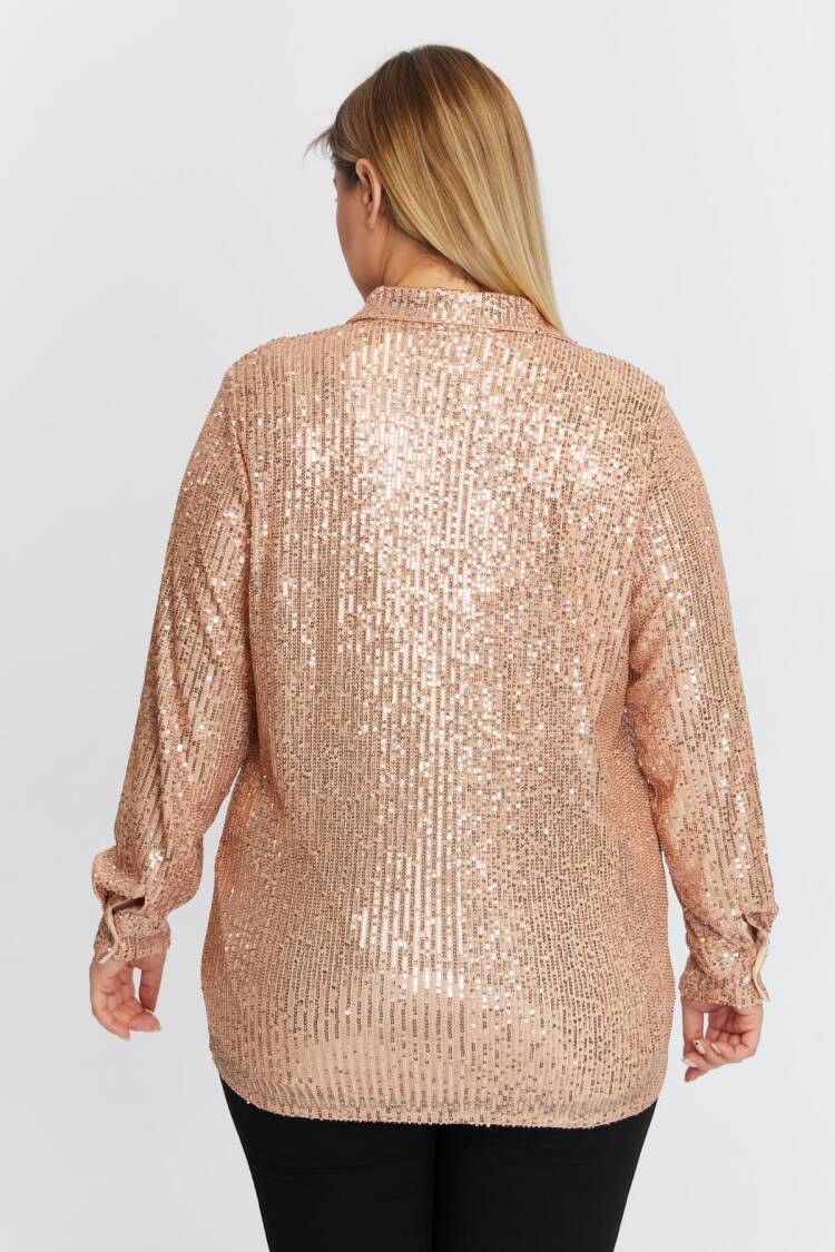 Gold Glam Plus Size Sequined Shirt