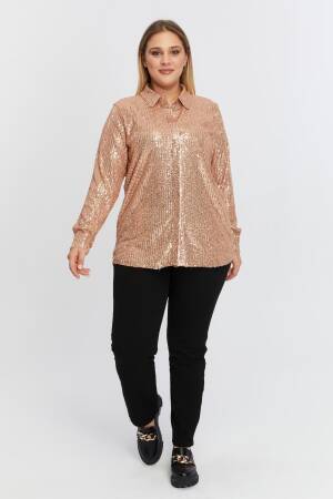 Gold Glam Plus Size Sequined Shirt
