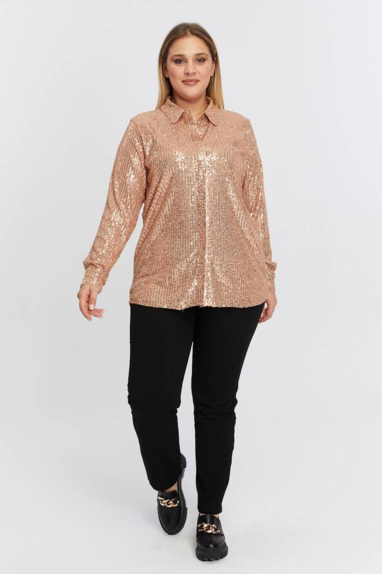 Gold Glam Plus Size Sequined Shirt